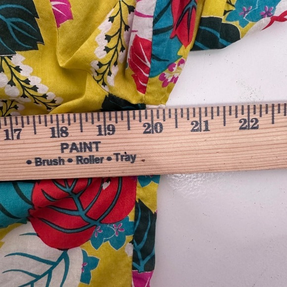 Boden Yellow Tropical Leaf Floral Print Cotton V-Neck Blouse W0702 Womens 10 - Picture 5 of 5